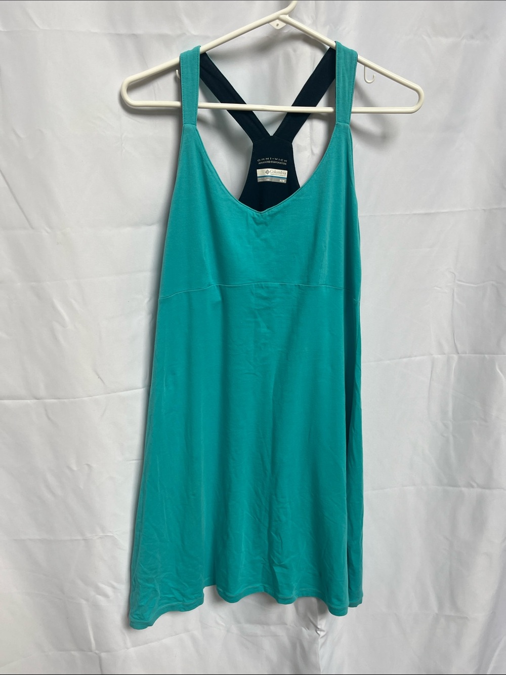Columbia Sportswear Teal Racerback Midi Dress with Built-In Shelf Bra Medium